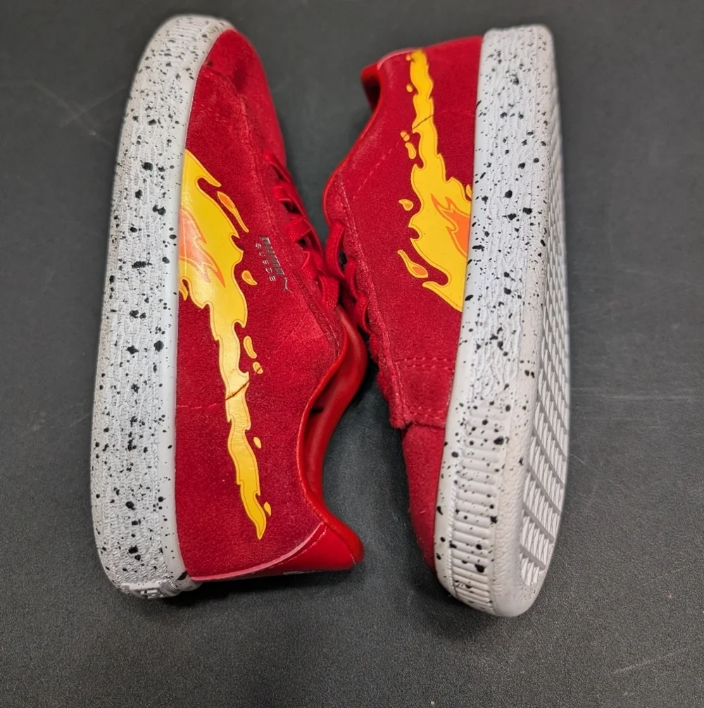 Puma High Risk Red AC INF Suede Paw‎ Patrol Flame Design Sneakers Kids Size 10C